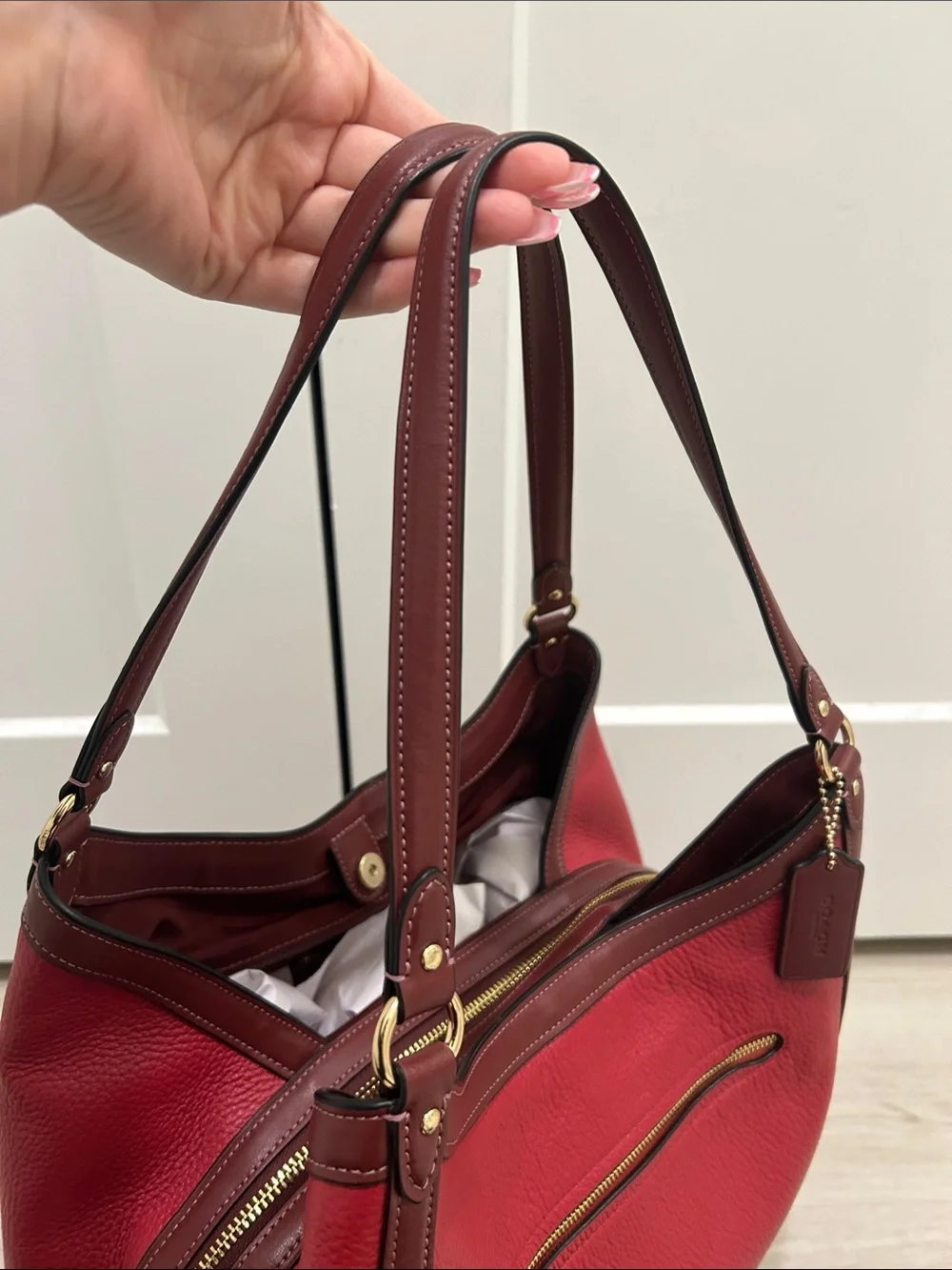 Coach (EUC) Kristy Shoulder Bag in Red Apple Colorblock